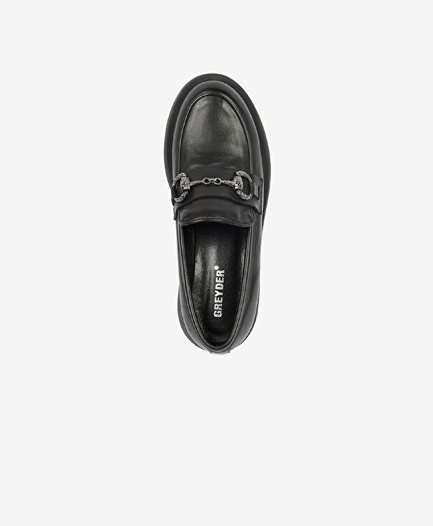 Kadın Siyah Hakiki Deri Termo Light Taban Loafer Ayakkabı - 5