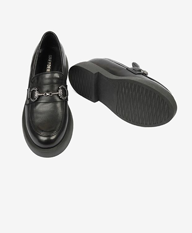Kadın Siyah Hakiki Deri Termo Light Taban Loafer Ayakkabı - 6