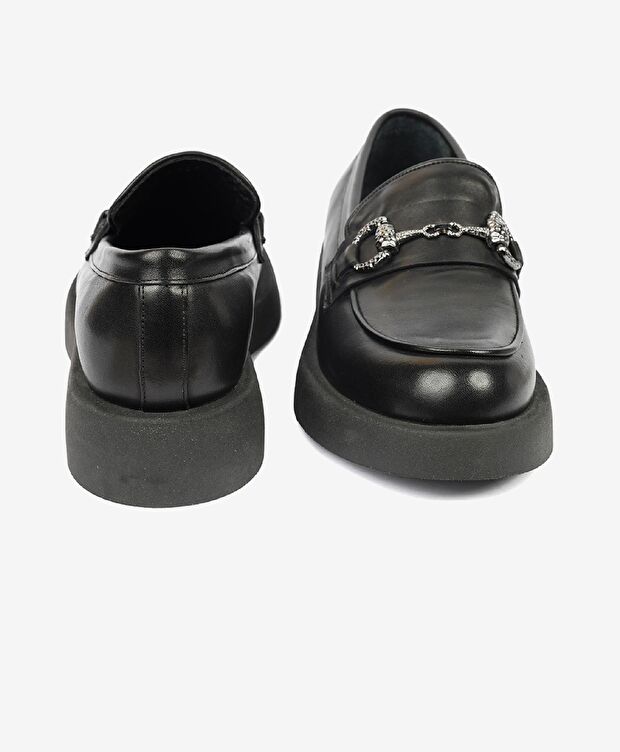 Kadın Siyah Hakiki Deri Termo Light Taban Loafer Ayakkabı - 7