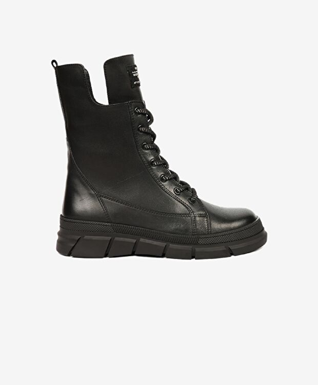 Kadın Siyah Hakiki Deri Günlük Bot - 1