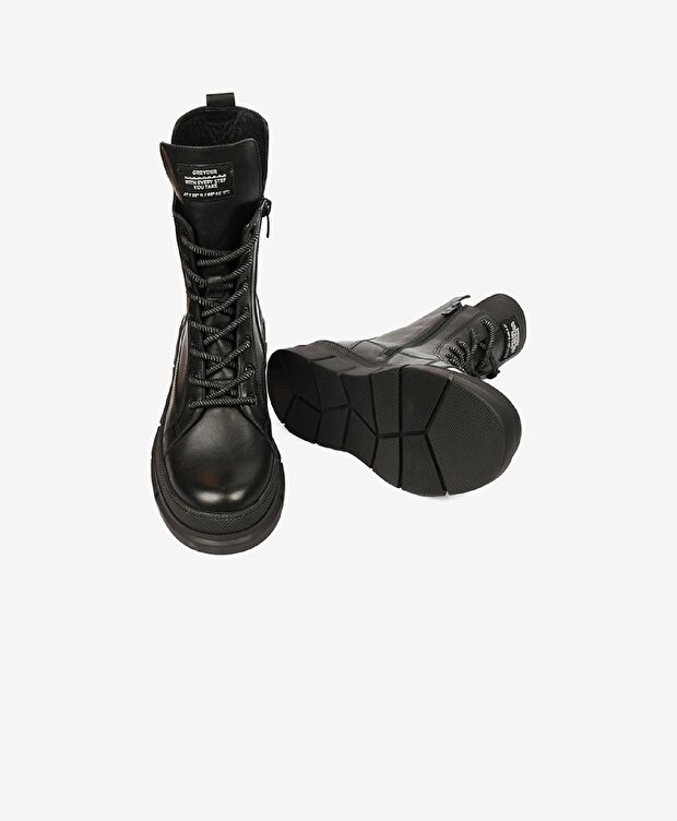 Kadın Siyah Hakiki Deri Günlük Bot - 6