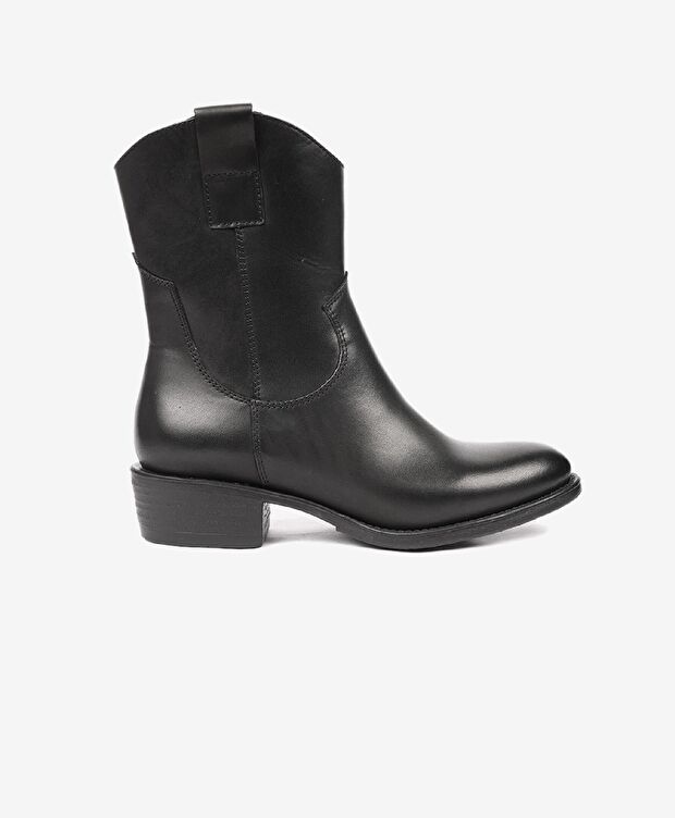 Kadın Siyah Hakiki Deri Ortaflex Taban Topuklu Bot - 1