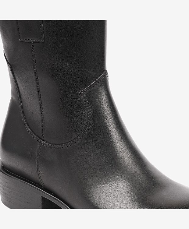 Kadın Siyah Hakiki Deri Ortaflex Taban Topuklu Bot - 5