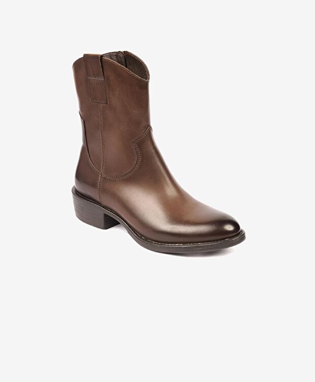 Kadın Kahverengi Hakiki Deri Ortaflex Taban Topuklu Bot - 2