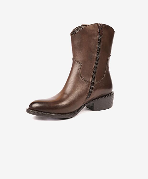 Kadın Kahverengi Hakiki Deri Ortaflex Taban Topuklu Bot - 3