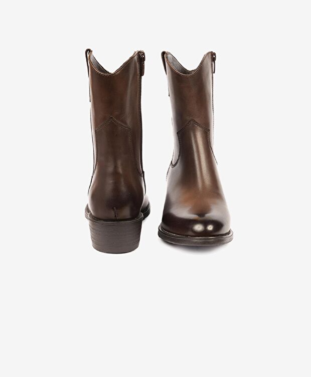 Kadın Kahverengi Hakiki Deri Ortaflex Taban Topuklu Bot - 7