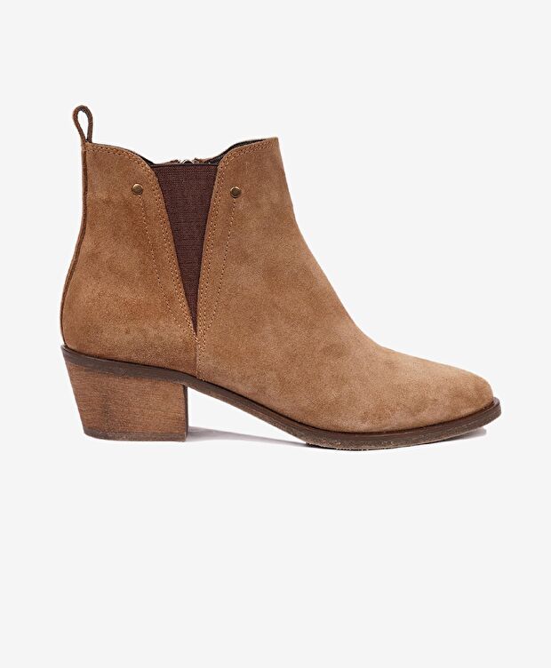 Kadın Sigaro Süet Hakiki Deri Topuklu Chelsea Bot - 1
