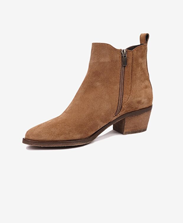 Kadın Sigaro Süet Hakiki Deri Topuklu Chelsea Bot - 3