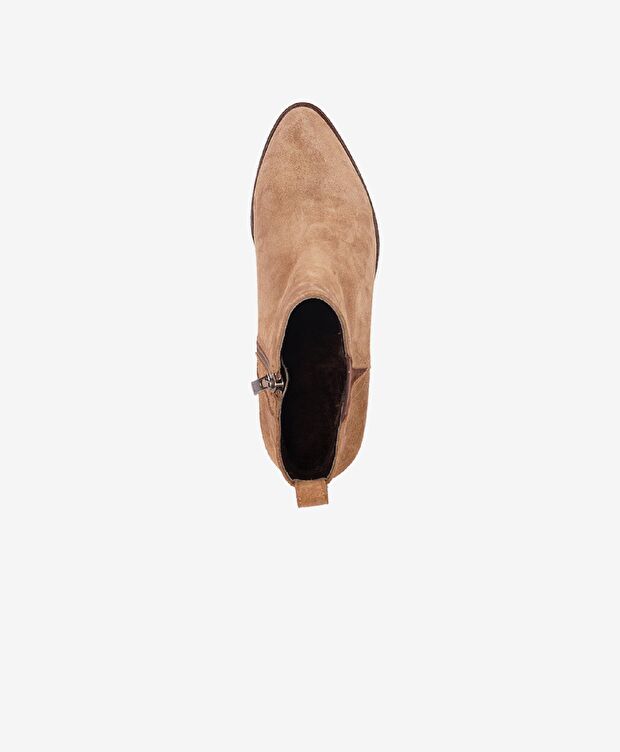 Kadın Sigaro Süet Hakiki Deri Topuklu Chelsea Bot - 4