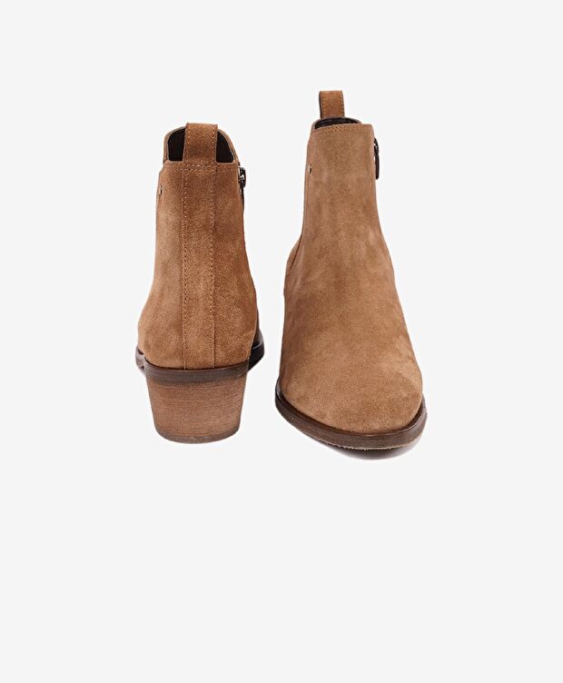 Kadın Sigaro Süet Hakiki Deri Topuklu Chelsea Bot - 7