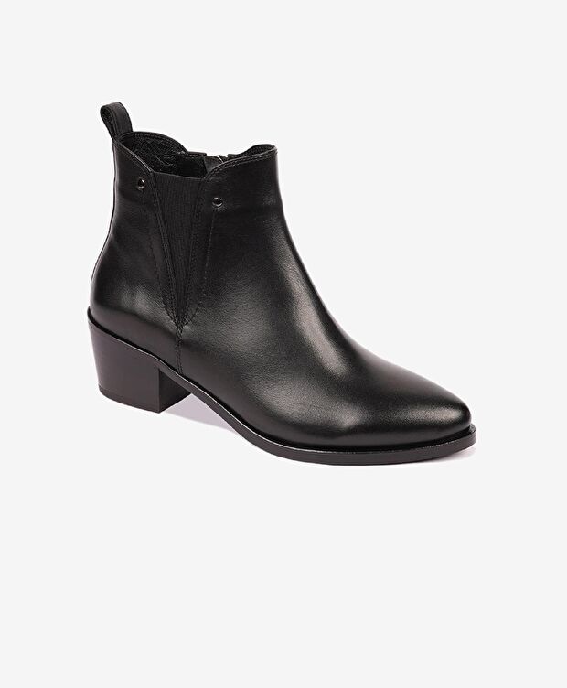 Kadın Siyah Hakiki Deri Topuklu Chelsea Bot - 2