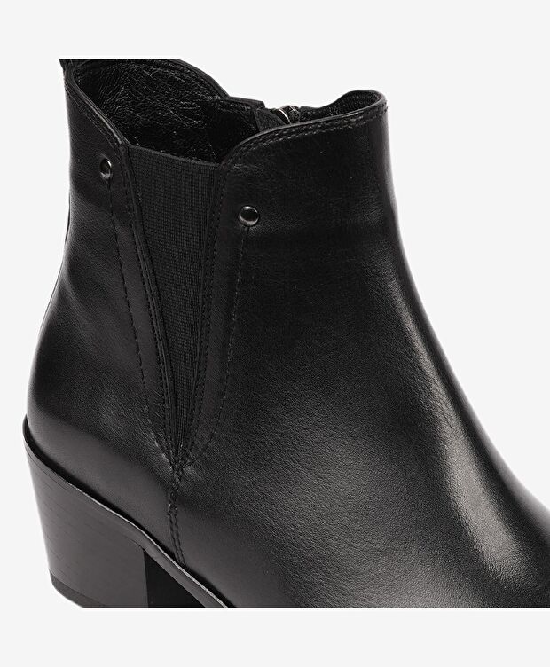 Kadın Siyah Hakiki Deri Topuklu Chelsea Bot - 4