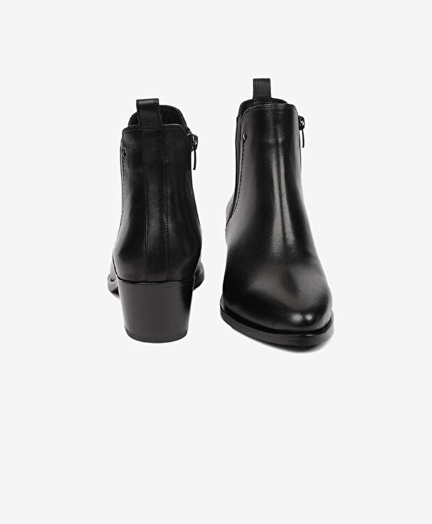 Kadın Siyah Hakiki Deri Topuklu Chelsea Bot - 6
