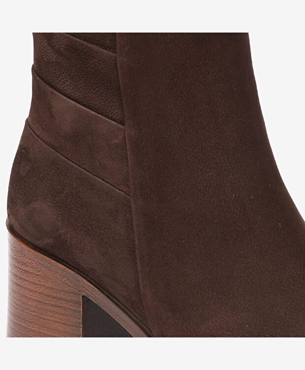 Kadın Kahve Nubuk Hakiki Deri Topuklu Bot - 5