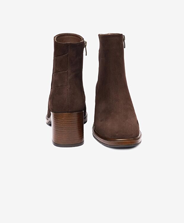 Kadın Kahve Nubuk Hakiki Deri Topuklu Bot - 7