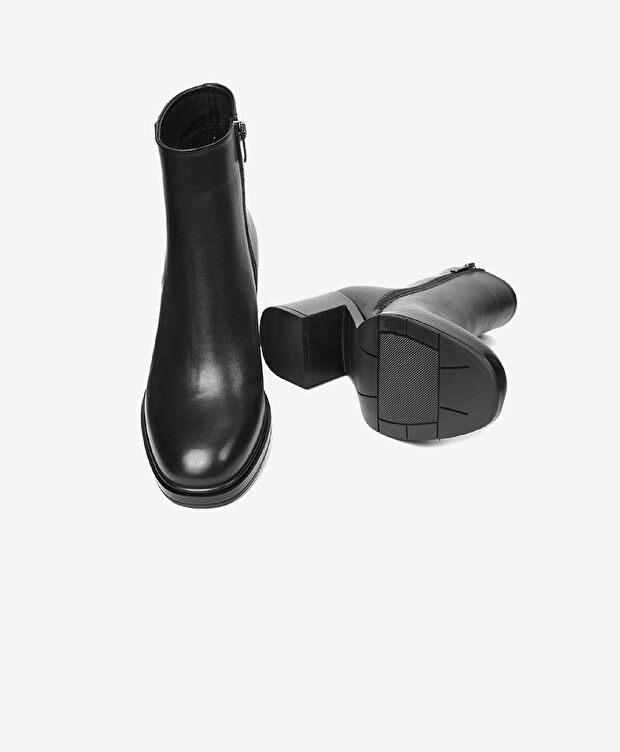 Kadın Siyah Hakiki Deri Topuklu Bot - 6