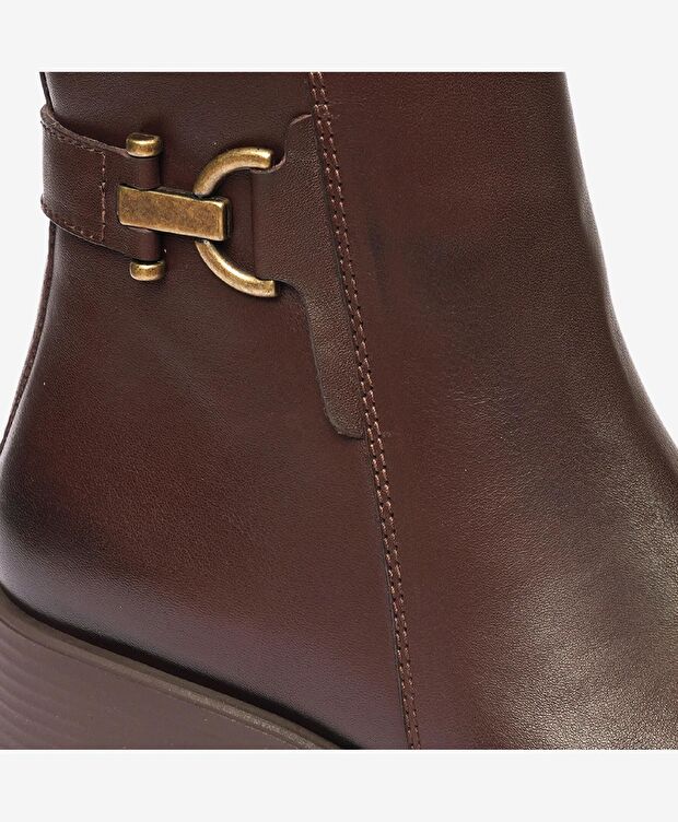 Kadın Kahve Hakiki Deri Topuklu Bot - 5