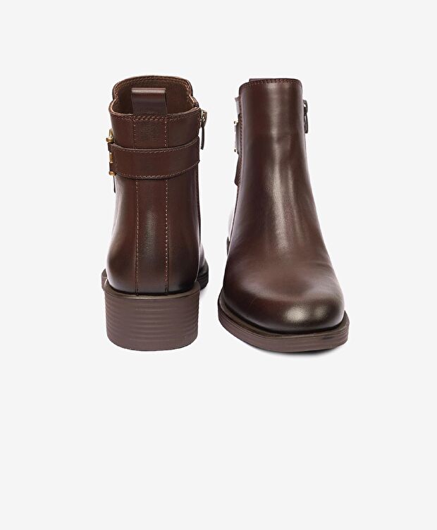 Kadın Kahve Hakiki Deri Topuklu Bot - 7