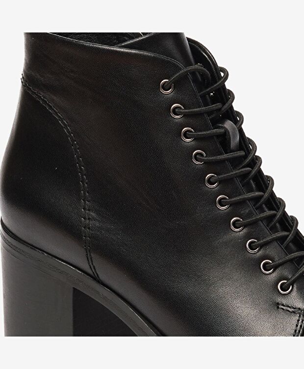 Kadın Siyah Hakiki Deri Topuklu Bot - 5