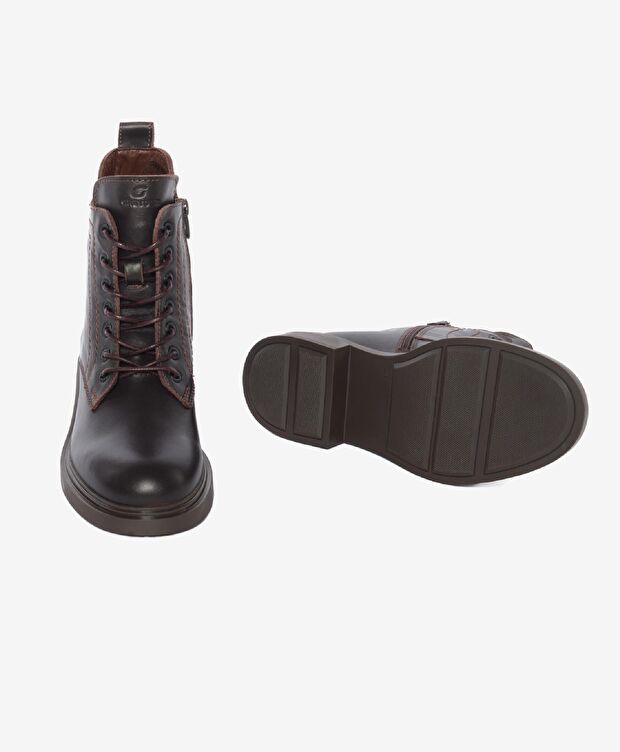 Kadın Kahverengi Hakiki Deri Topuklu Bot - 6