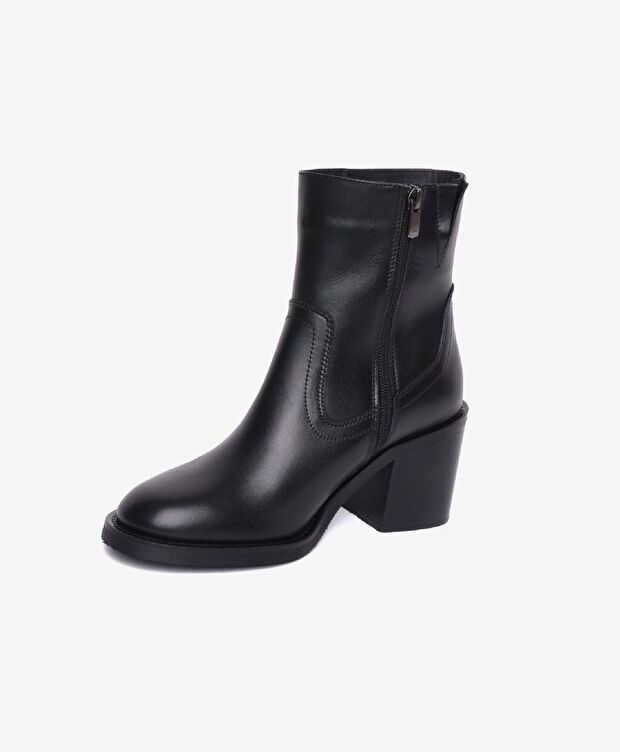 Kadın Siyah Hakiki Deri Topuklu Bot - 3