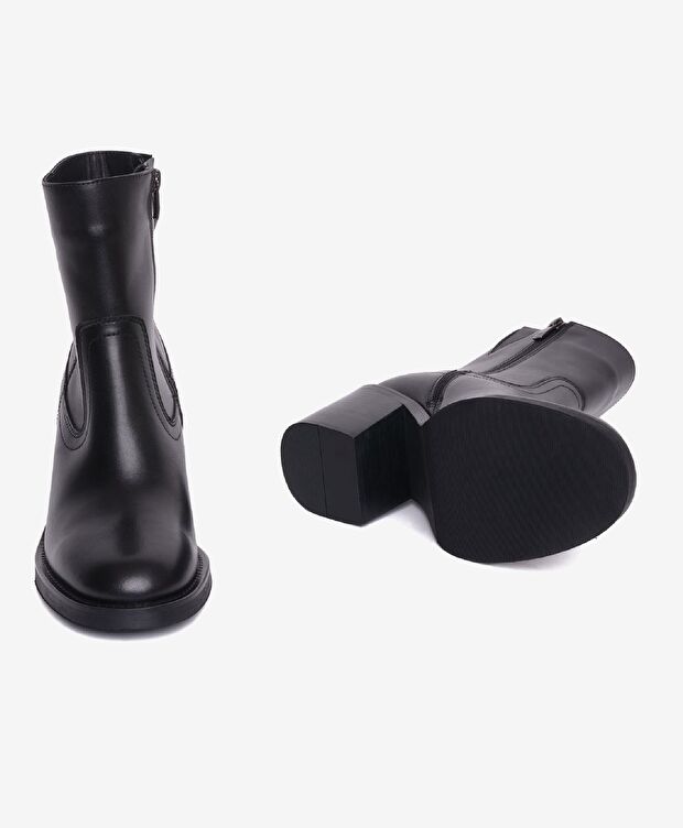 Kadın Siyah Hakiki Deri Topuklu Bot - 6