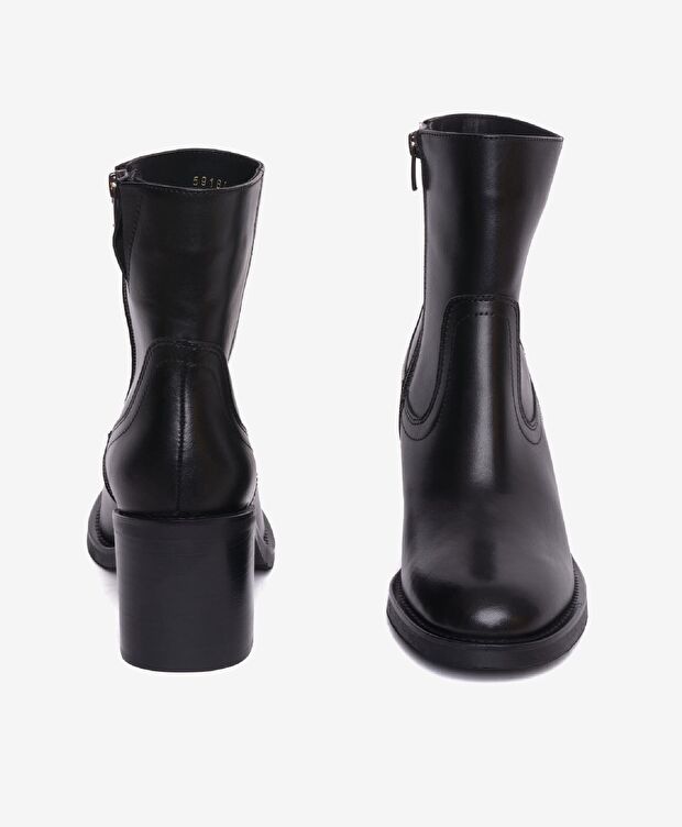 Kadın Siyah Hakiki Deri Topuklu Bot - 7