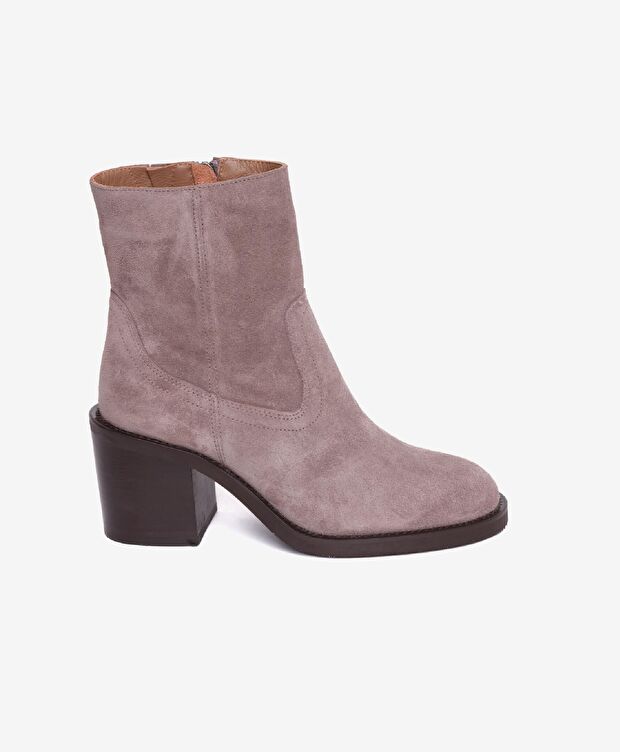 Kadın Vizon Süet Hakiki Deri Topuklu Bot - 1