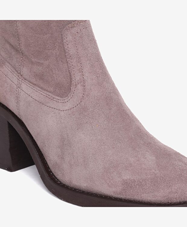Kadın Vizon Süet Hakiki Deri Topuklu Bot - 5