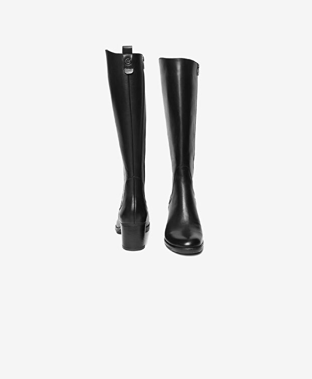 Kadın Siyah Hakiki Deri Ortaflex Taban Topuklu Çizme - 7