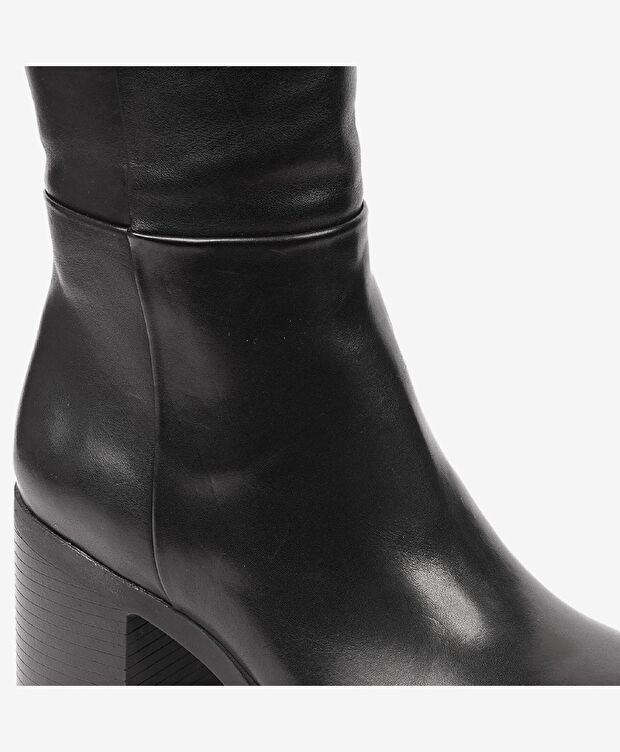 Kadın Siyah Hakiki Deri Topuklu Çizme - 5