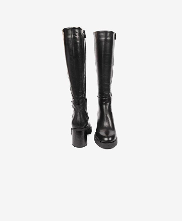 Kadın Siyah Hakiki Deri Topuklu Çizme - 7