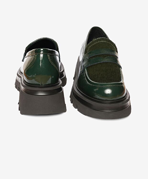 Kadın Yeşil Rugan Hakiki Deri Loafer Ayakkabı - 7