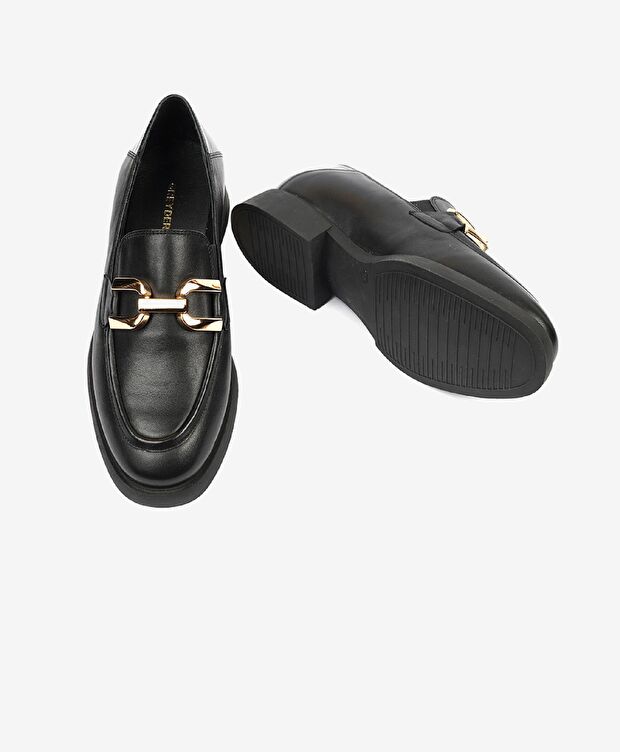 Kadın Siyah Hakiki Deri Loafer Ayakkabı - 6