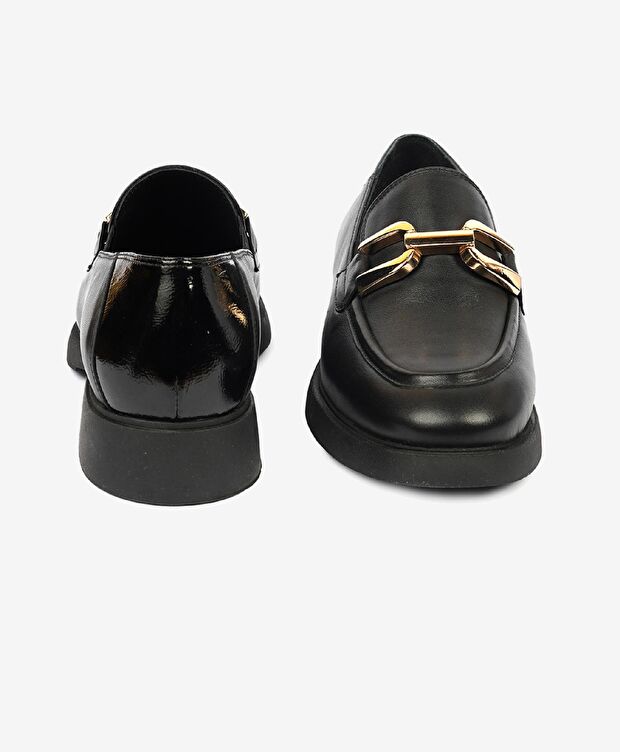 Kadın Siyah Hakiki Deri Loafer Ayakkabı - 7