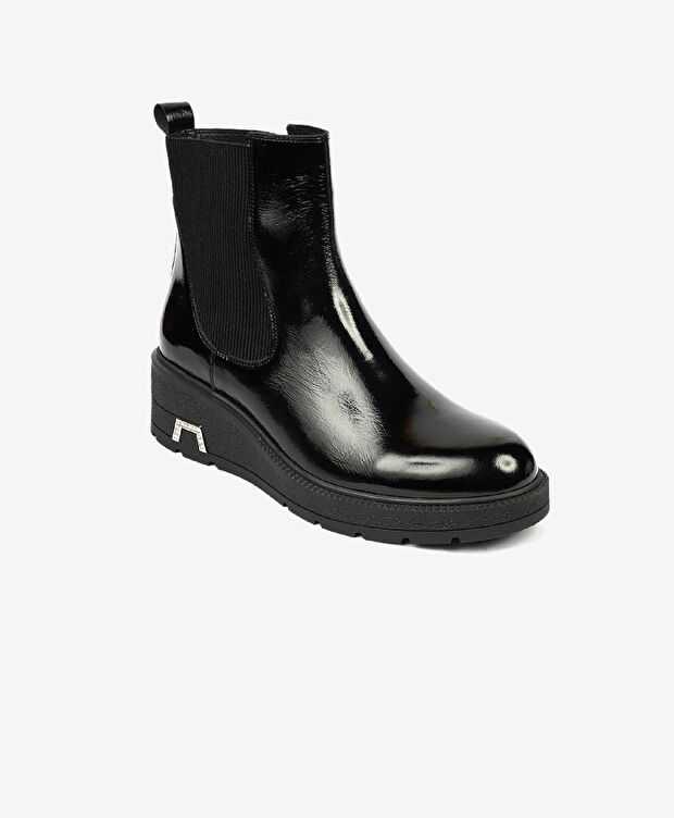 Kadın Siyah Kırışık Rugan Hakiki Deri Chelsea Bot - 2