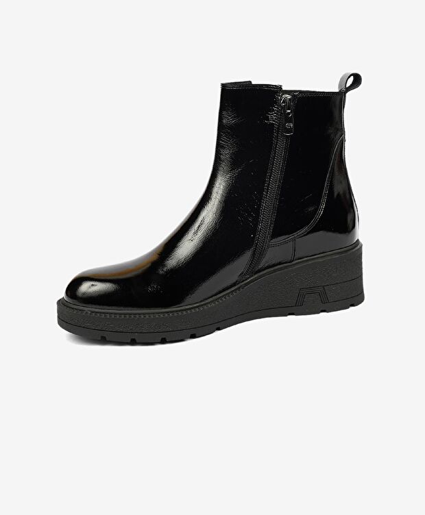 Kadın Siyah Kırışık Rugan Hakiki Deri Chelsea Bot - 3