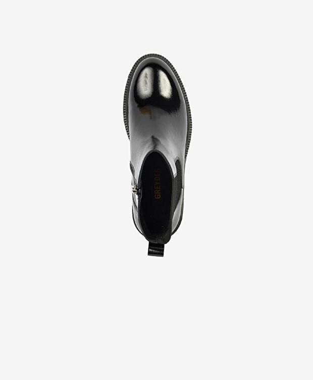 Kadın Siyah Kırışık Rugan Hakiki Deri Chelsea Bot - 4