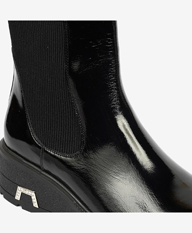 Kadın Siyah Kırışık Rugan Hakiki Deri Chelsea Bot - 5