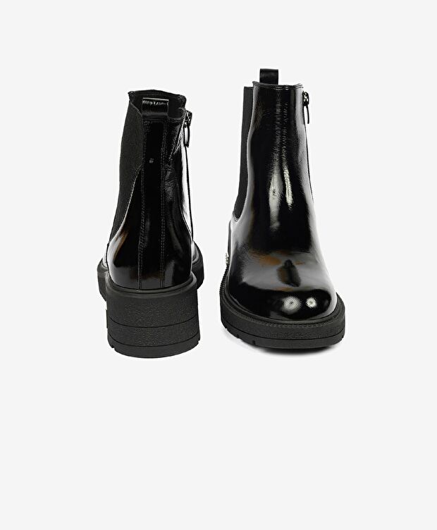 Kadın Siyah Kırışık Rugan Hakiki Deri Chelsea Bot - 7