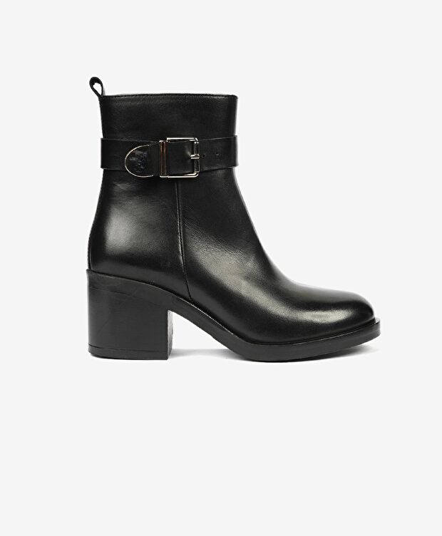 Kadın Siyah Hakiki Deri Topuklu Bot - 1