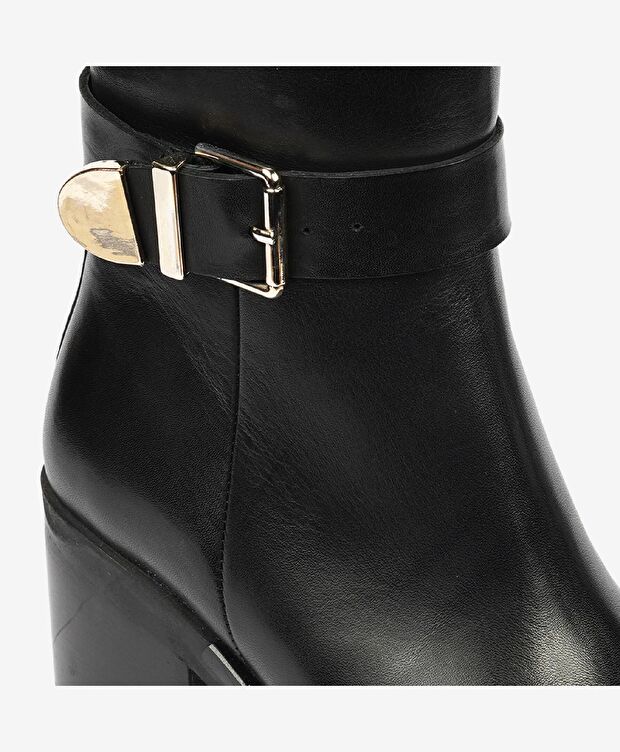 Kadın Siyah Hakiki Deri Topuklu Bot - 5