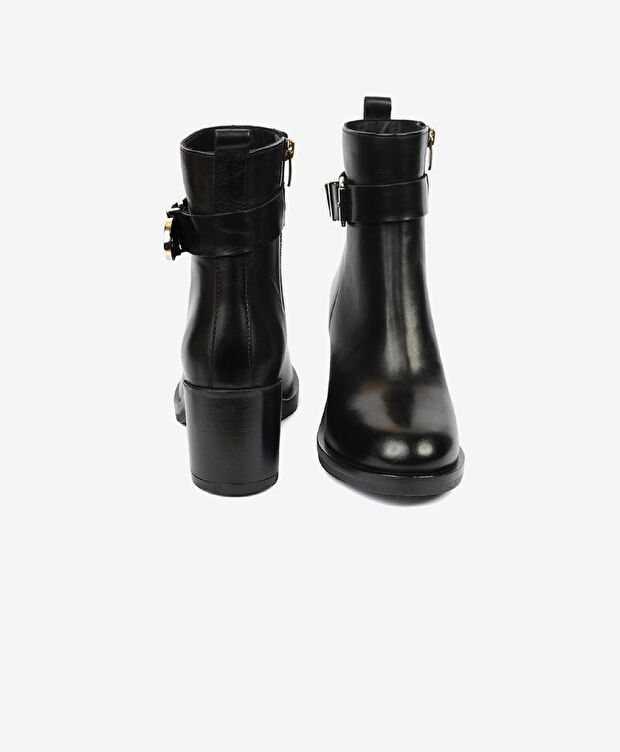 Kadın Siyah Hakiki Deri Topuklu Bot - 7