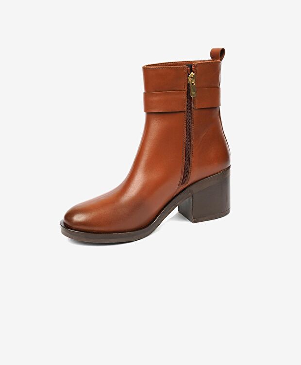 Kadın Taba Hakiki Deri Topuklu Bot - 3