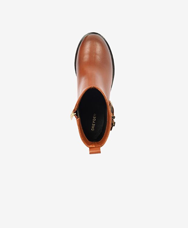 Kadın Taba Hakiki Deri Topuklu Bot - 4