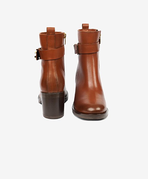 Kadın Taba Hakiki Deri Topuklu Bot - 7