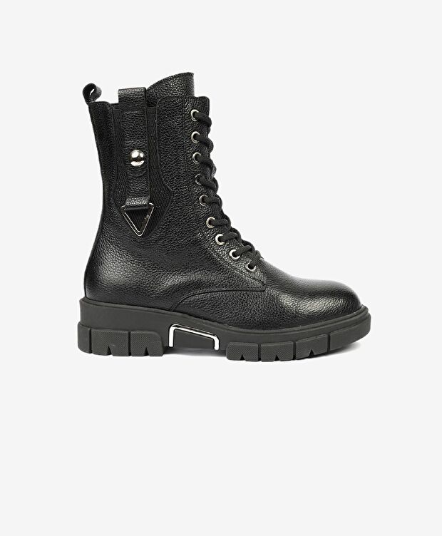 Kadın Siyah Hakiki Deri Termo Light Taban Chelsea Bot - 1