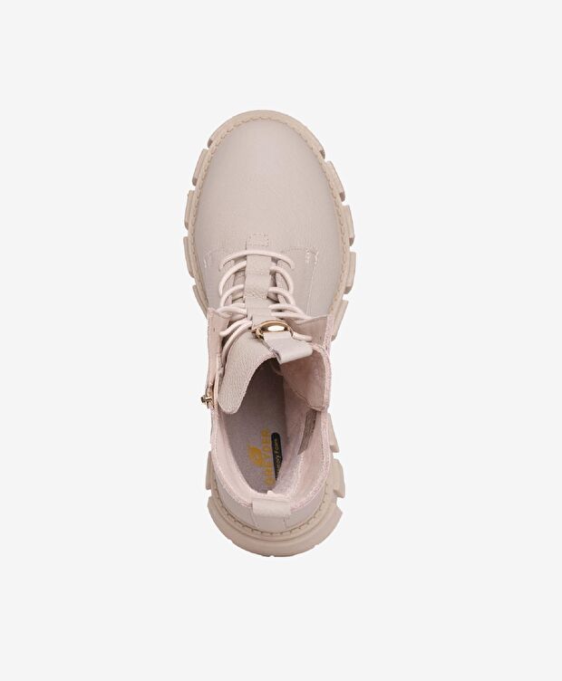 Kadın Ekru Hakiki Deri Termo Taban Military Bot - 3