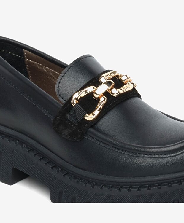 Kız Çocuk Siyah Hakiki Deri Ayakkabı - 5