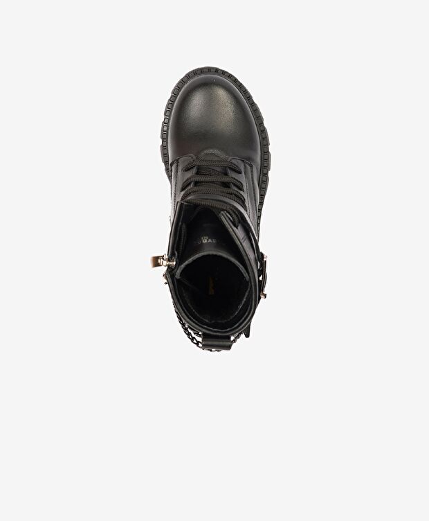 Kız Çocuk Siyah Hakiki Deri Termo Taban Bot - 4